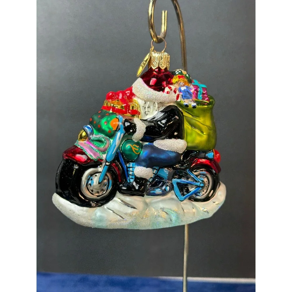 Harley Davidson Santa Motorcycle Christmas Ornament‎ Biker Petite free Wheeling
